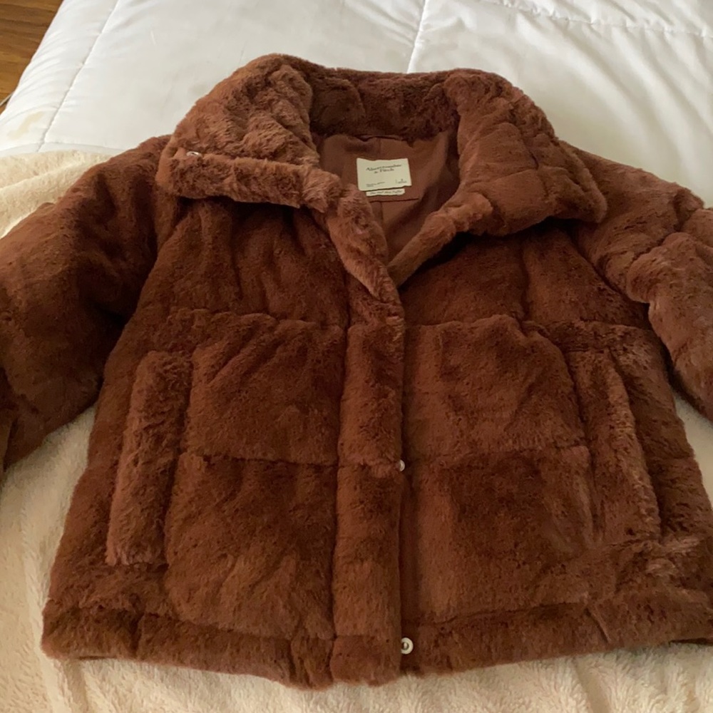 Abercrombie & Fitch Brown Faux Fur Jacket
